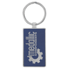 2 3/4" x 1 1/4" Laserable Leatherette/Metal Rectangle Keychain