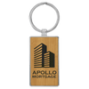 2 3/4" x 1 1/4" Laserable Leatherette/Metal Rectangle Keychain