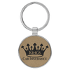 1 1/2" Laserable Leatherette/Metal Round Keychain