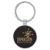 1 1/2" Laserable Leatherette/Metal Round Keychain