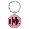 1 1/2" Laserable Leatherette/Metal Round Keychain