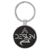 1 1/2" Laserable Leatherette/Metal Round Keychain