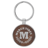 1 1/2" Laserable Leatherette/Metal Round Keychain