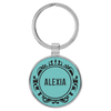 1 1/2" Laserable Leatherette/Metal Round Keychain