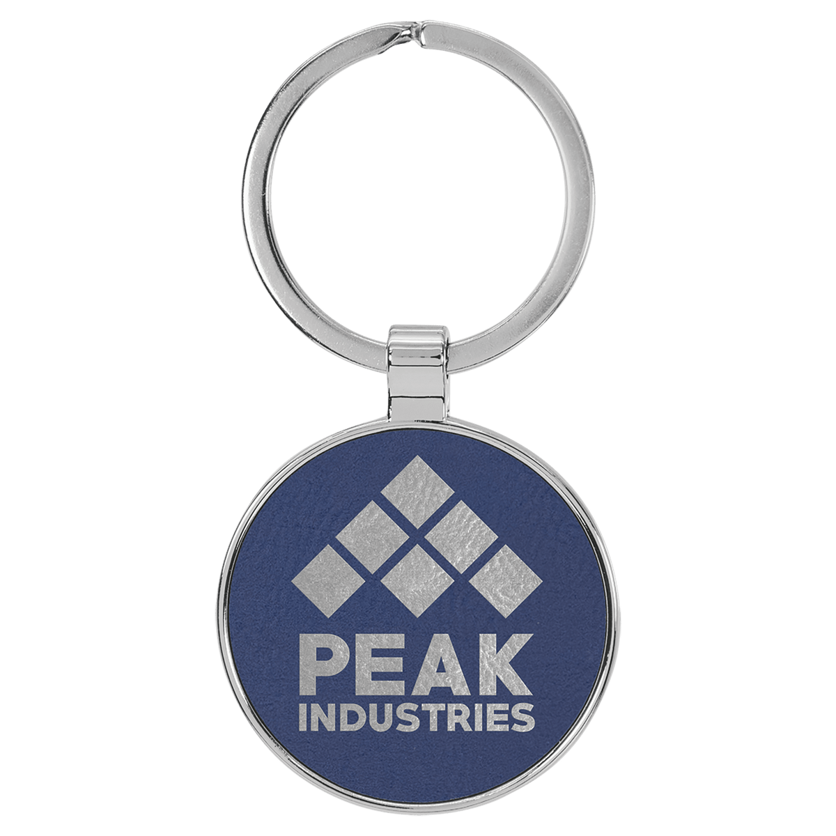 1 1/2" Laserable Leatherette/Metal Round Keychain