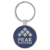 1 1/2" Laserable Leatherette/Metal Round Keychain
