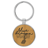 1 1/2" Laserable Leatherette/Metal Round Keychain