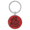 1 1/2" Laserable Leatherette/Metal Round Keychain