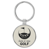1 1/2" Laserable Leatherette/Metal Round Keychain
