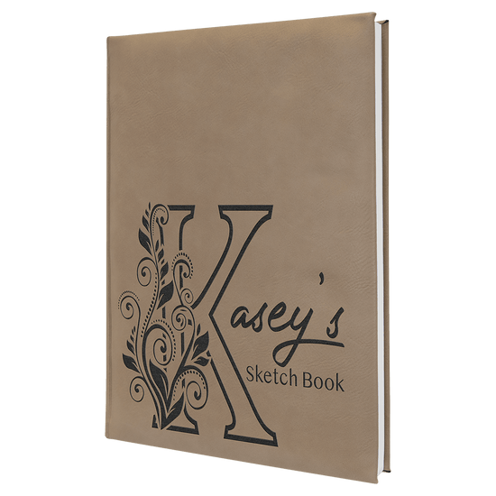 7" x 9 3/4" Laserable Leatherette Sketch Book with Unlined Notepad