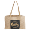 19" x 12" Burlap Bag with 5" Laserable Leatherette Gusset
