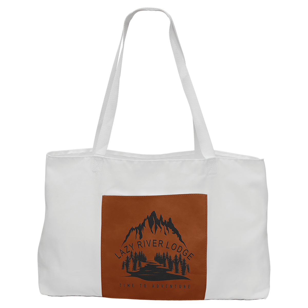19" x 12" White Bag with 5" Laserable Leatherette Gusset