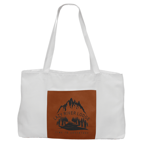 19" x 12" Canvas Tote Bag with Leatherette Pocket and Gusset