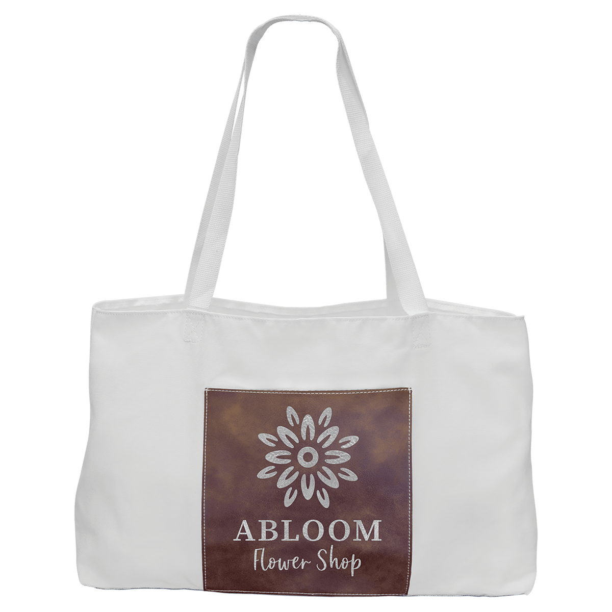 19" x 12" White Bag with 5" Laserable Leatherette Gusset