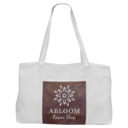 19" x 12" Canvas Tote Bag with Leatherette Pocket and Gusset