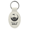 3" x 1 3/4" Laserable Leatherette Oval Keychain