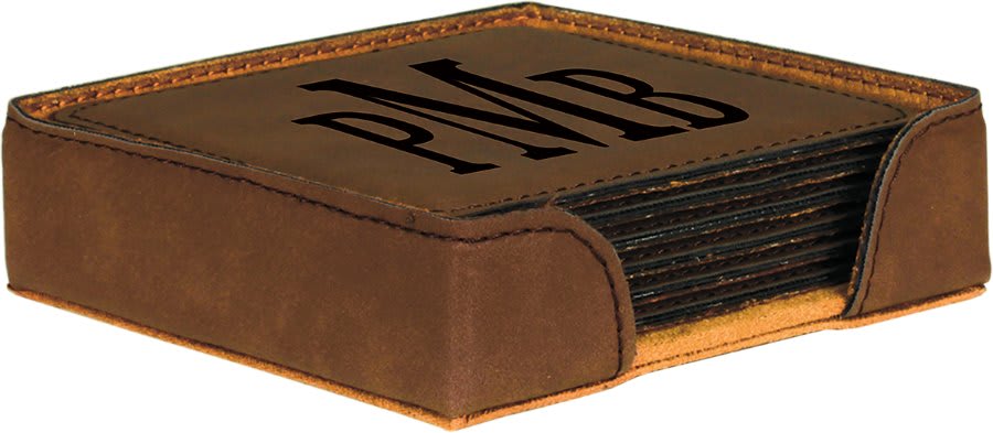 4" x 4" Square Laserable Leatherette 6-Coaster Set