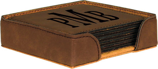 4" x 4" Square Laserable Leatherette 6-Coaster Set