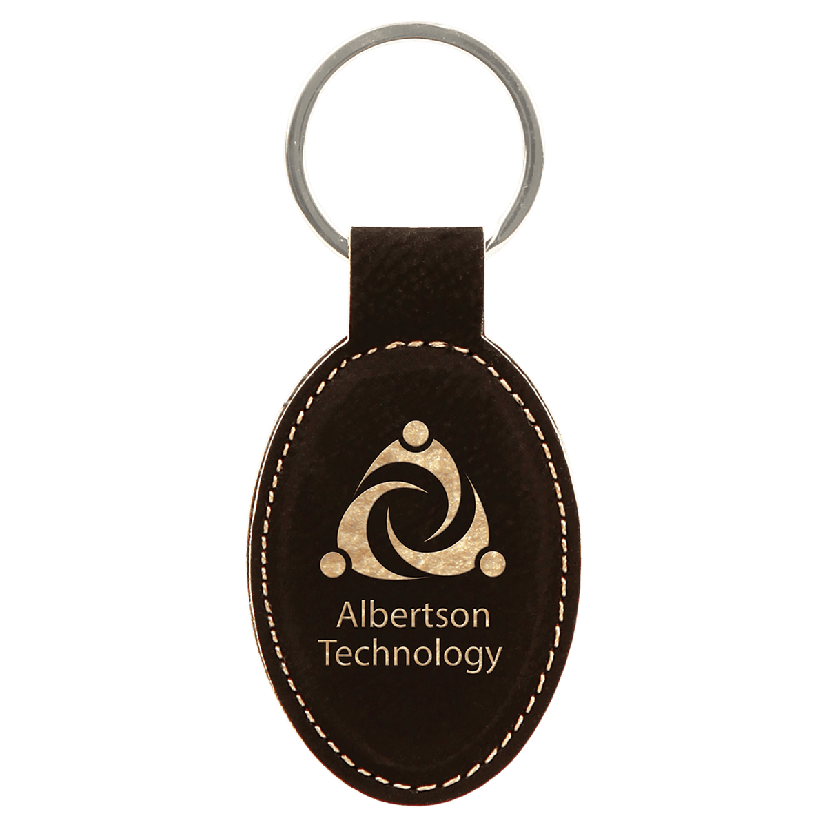 3" x 1 3/4" Laserable Leatherette Oval Keychain