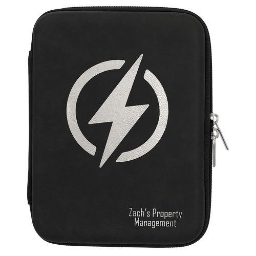Black/Silver 8 1/2" x 6" x 1 3/4" Leatherette Cord Case