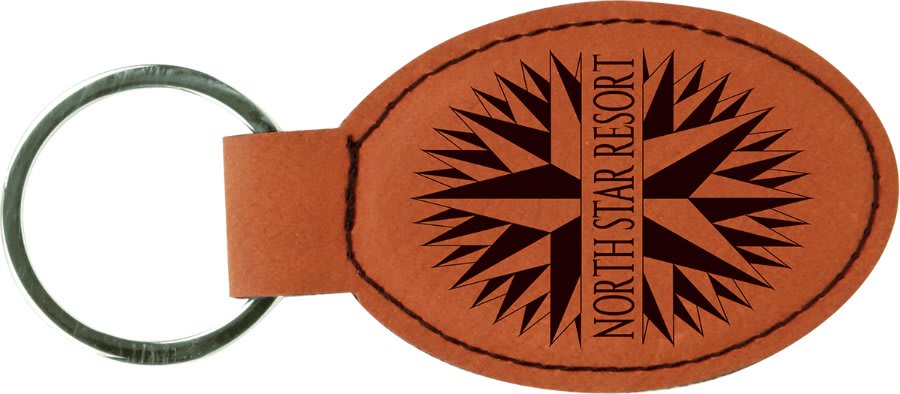 3" x 1 3/4" Laserable Leatherette Oval Keychain