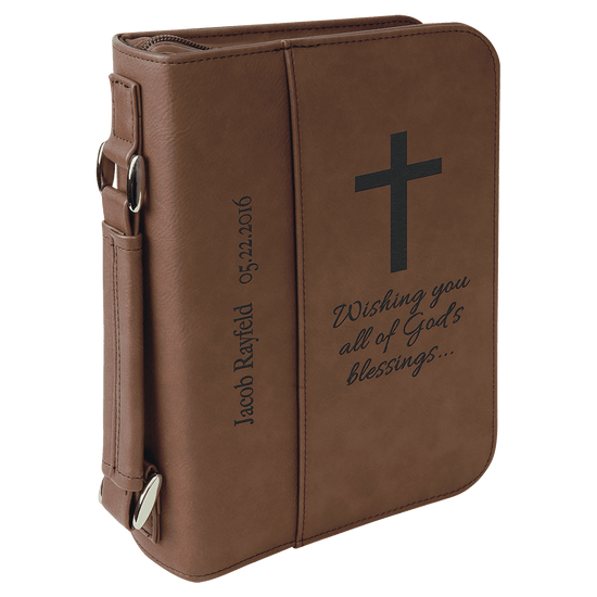 6 3/4" x 9 1/4" Leatherette Book/Bible Cover with Handle & Zipper