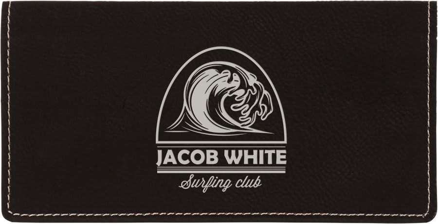 6 3/4" x 3 1/2" Laserable Leatherette Checkbook Cover