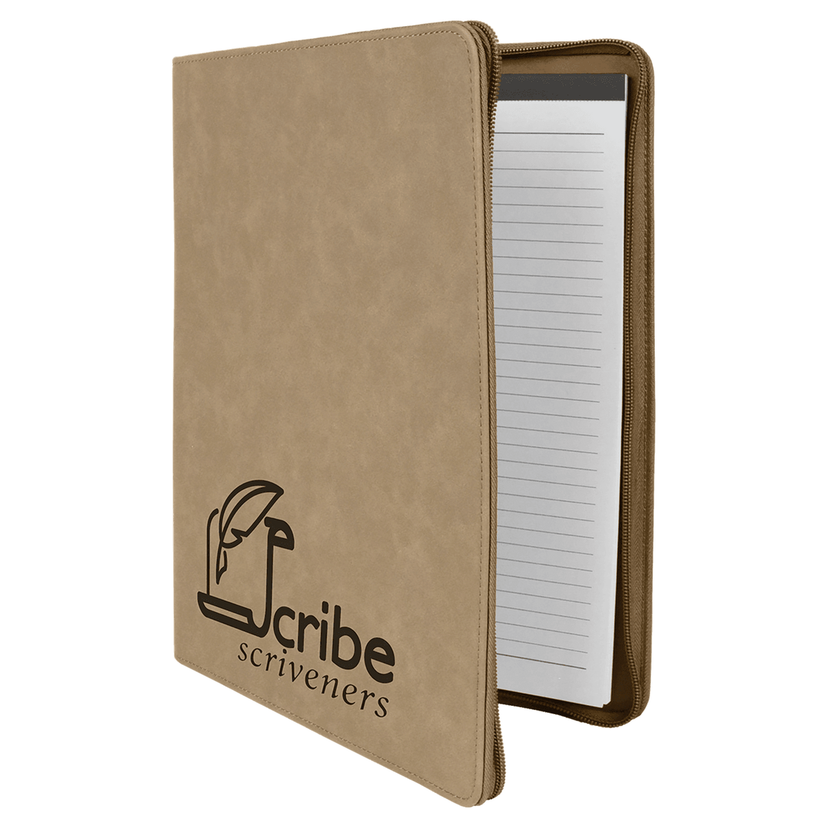 9 1/2" x 12" w/ Zipper Laserable Leatherette Portfolio with Notepad
