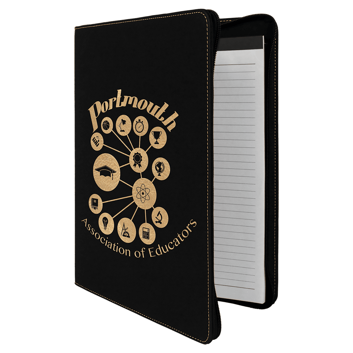 9 1/2" x 12" with Zipper Laserable Leatherette Portfolio with Notepad