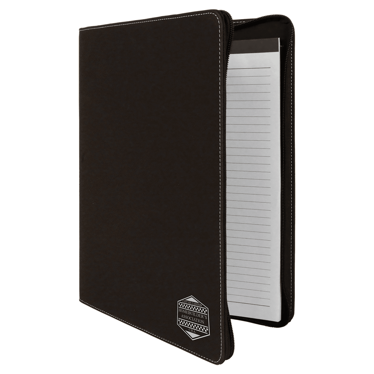 9 1/2" x 12" w/ Zipper Laserable Leatherette Portfolio with Notepad