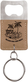 Rectangle Laserable Leatherette Bottle Opener Keychain
