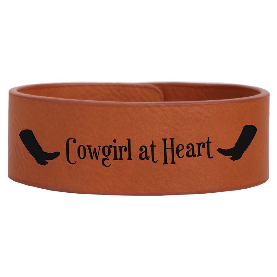 9 1/2" x 1" Laserable Leatherette Cuff Bracelet