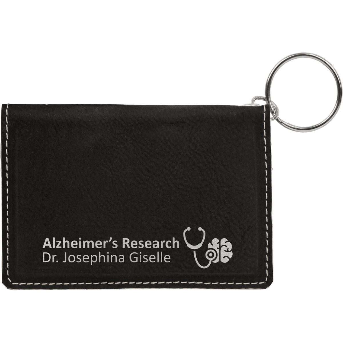 4 1/4" x 3" Laserable Leatherette Keychain ID Holder