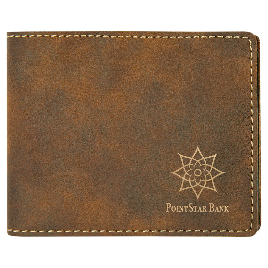 4 1/2" x 3 1/2" Laserable Leatherette Bifold Wallet