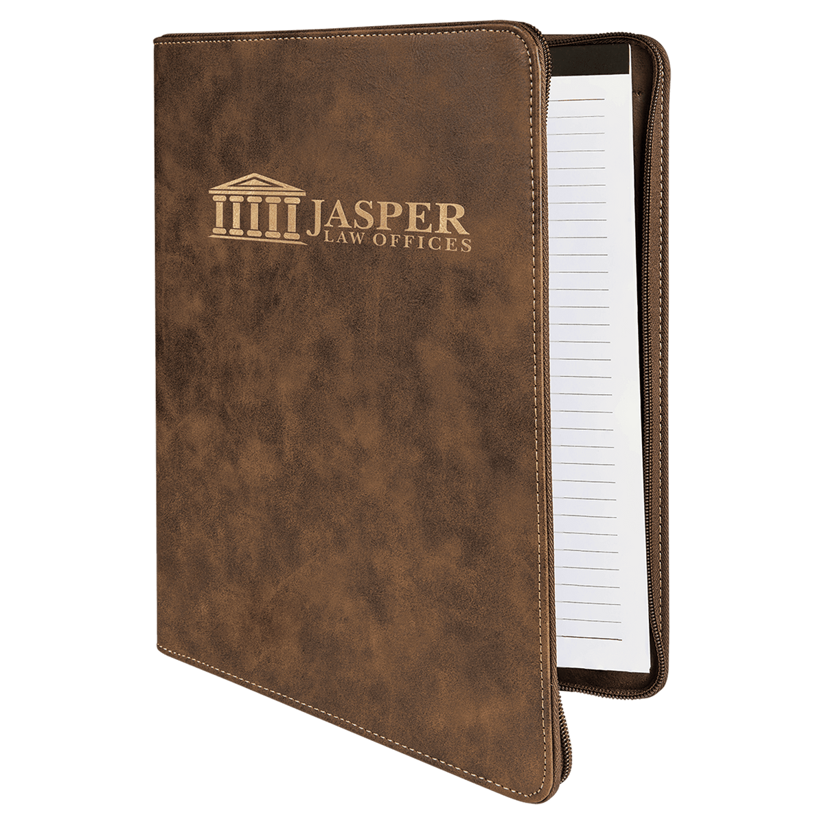 9 1/2" x 12" w/ Zipper Laserable Leatherette Portfolio with Notepad