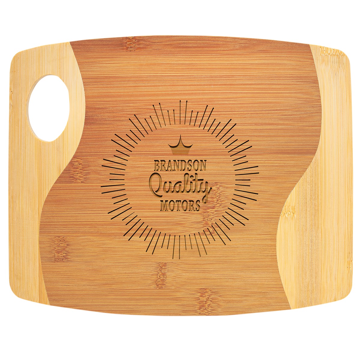 Bamboo Two-Tone Cutting Board with Handle