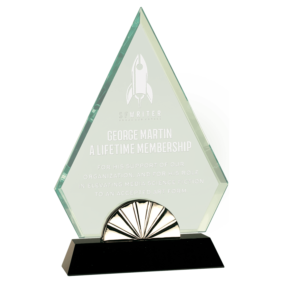 Horizon Glass Award with Black Base — Shape and Size · Diamond · 9¾″ · HGL13