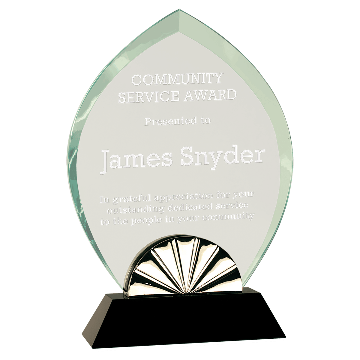 Horizon Glass Award with Black Base — Shape and Size · Oval · 9″ · HGL32