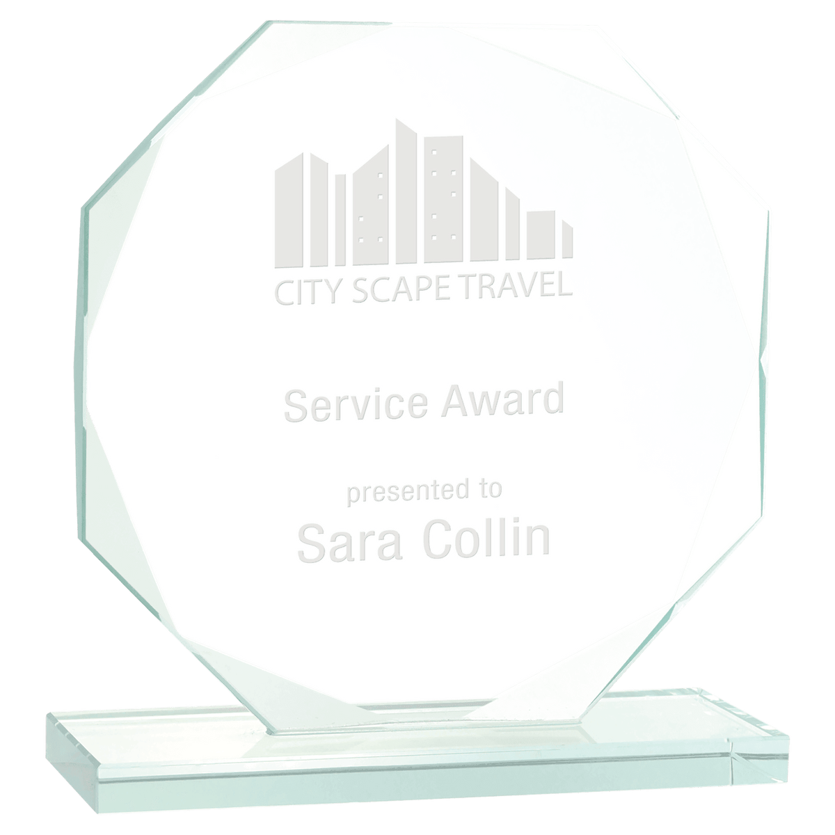 7 1/2" Octagon Glass Award