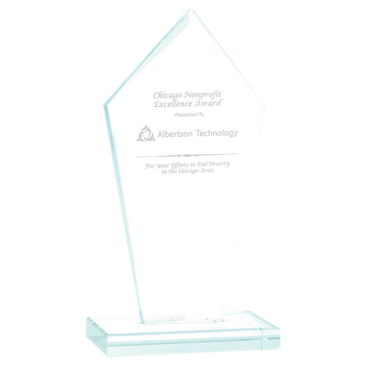 6 3/4" Diamond Jade Glass Award