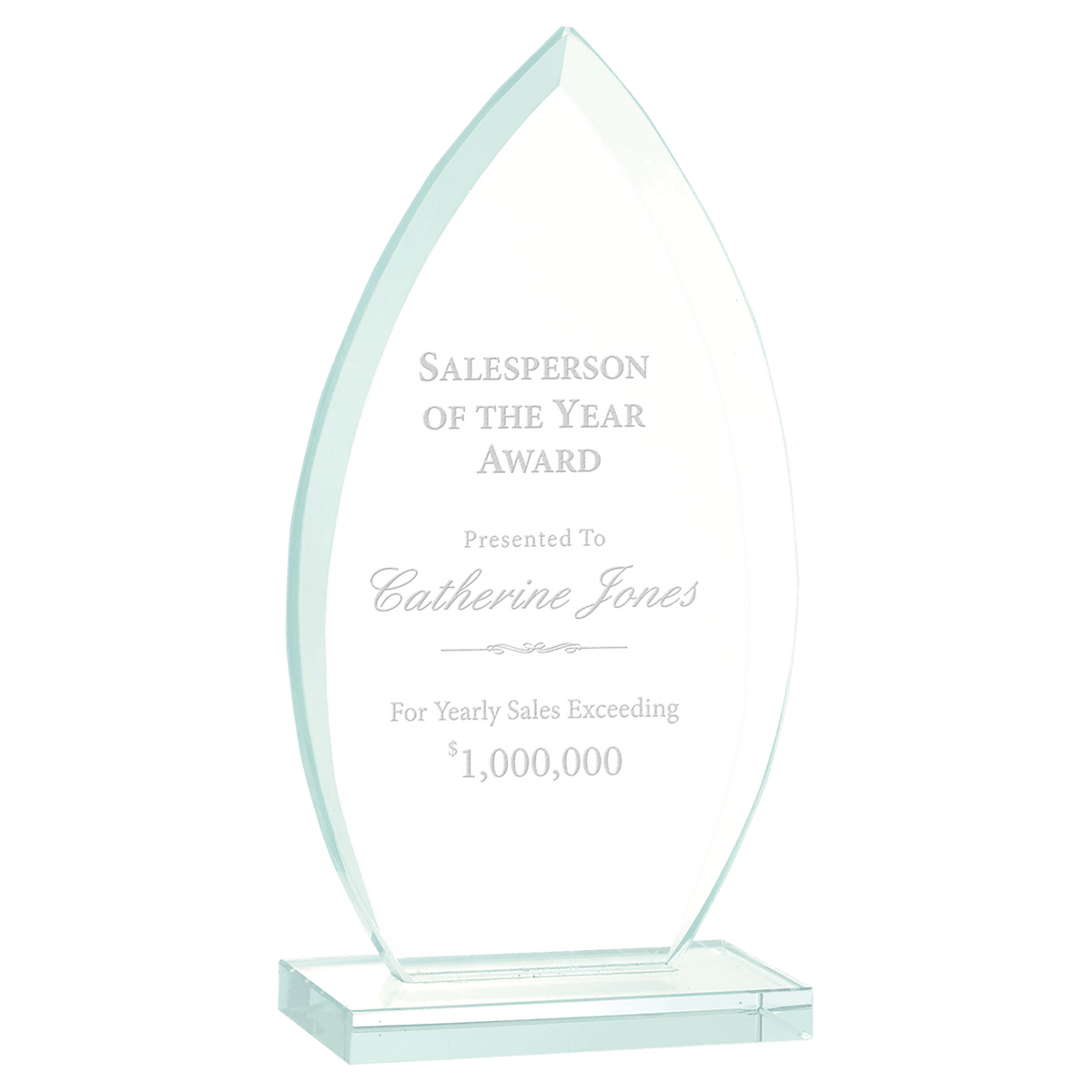 Jade Glass Award — Shape and Size · Oval · 7¾″ · JGS42