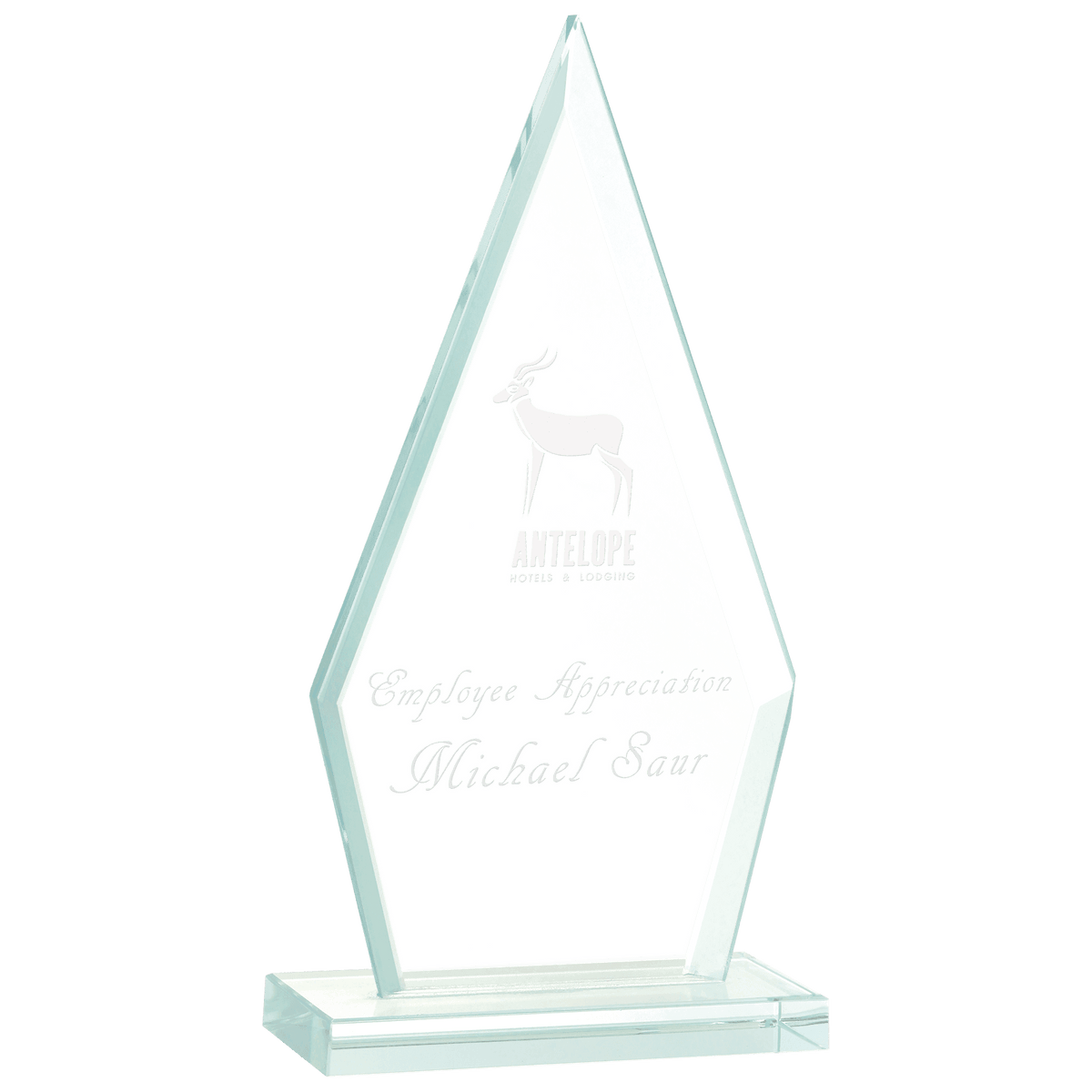 Jade Glass Award — Shape and Size · Triangle · 7½″ · JGS52