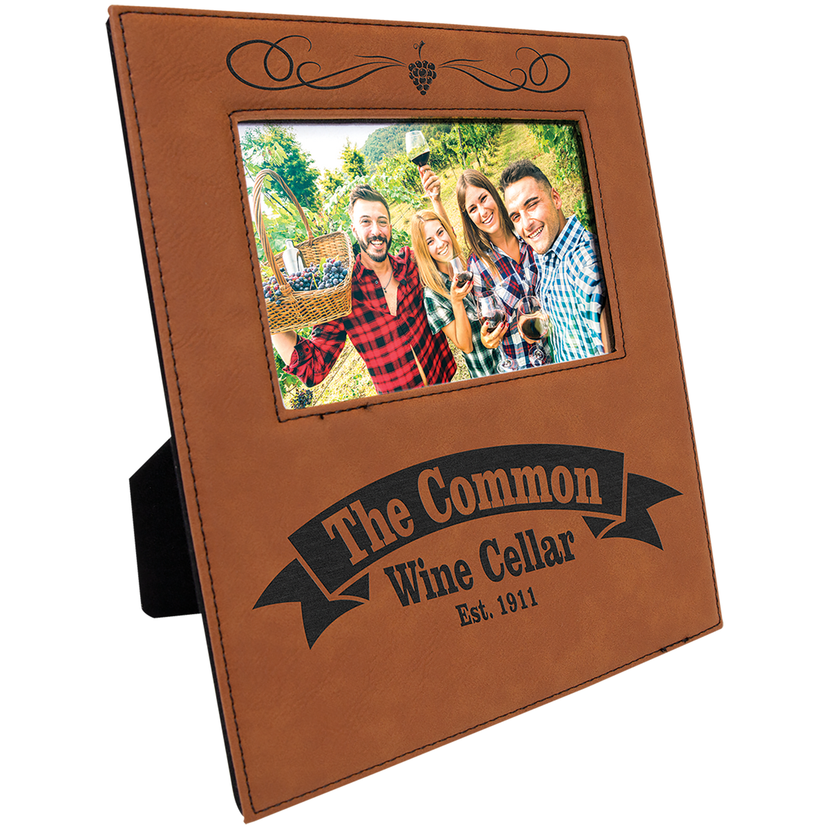 4" x 6" Leatherette Photo Frame with 4 1/4" x 7 7/8" Personalization Area