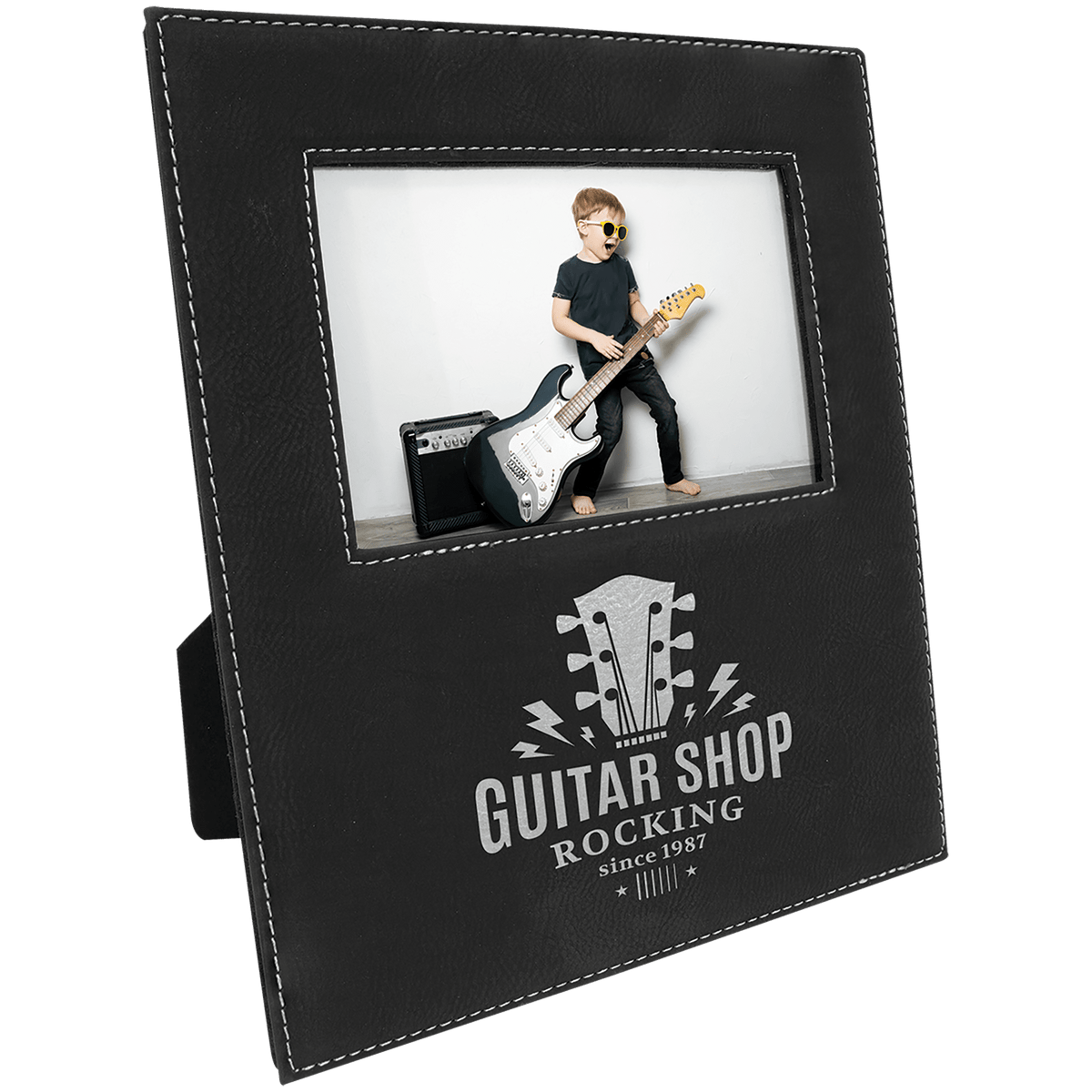 4" x 6" Leatherette Photo Frame with 4 1/4" x 7 7/8" Personalization Area