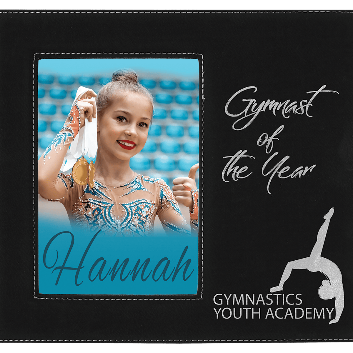 5" x 7" Leatherette Photo Frame with 4 1/4" x 8 7/8" Personalization Area