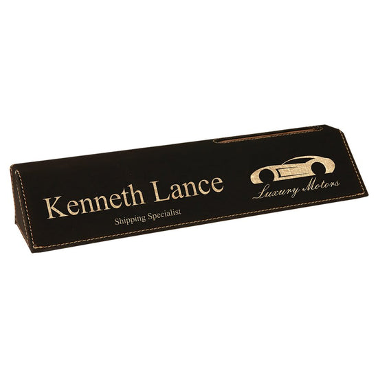 10 1/2" Laserable Leatherette Desk Wedge with Business Card Holder