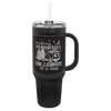 Polar Camel 40 oz. Laserable Leatherette Travel Mug with a Handle & Straw