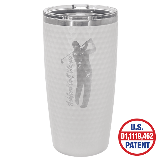 Polar Camel 20 Oz. White Golf Tumbler - Full Dimples and Slider Lid