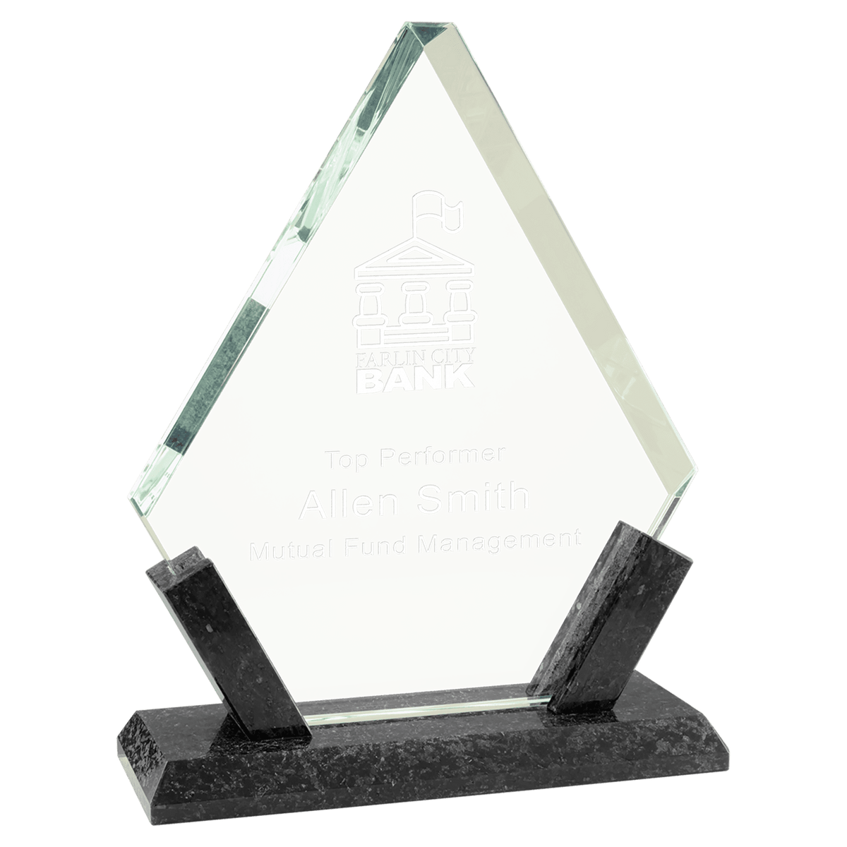 Glass Award with Black Marble Base — Shape and Size