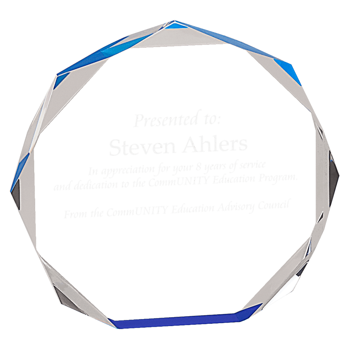 Blue Octagon Acrylic Award
